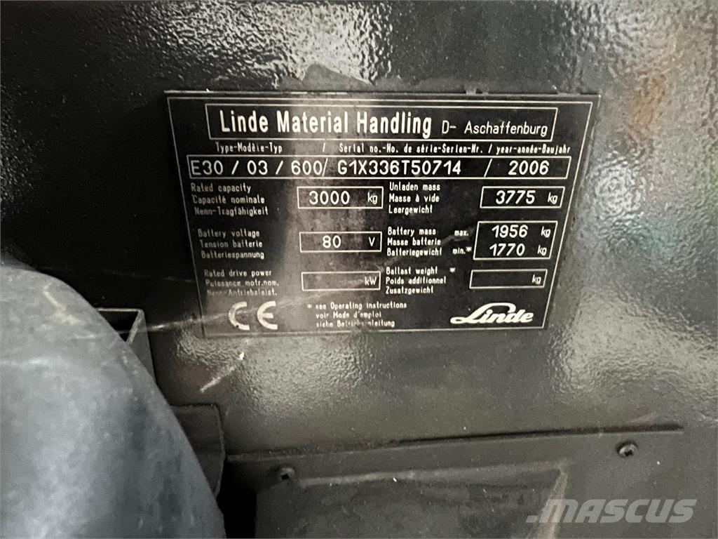 Linde E30 / 03 / 600 Elektriskie iekrāvēji