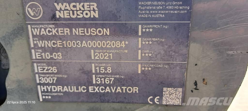 Wacker Neuson EZ 26 Kāpurķēžu ekskavatori