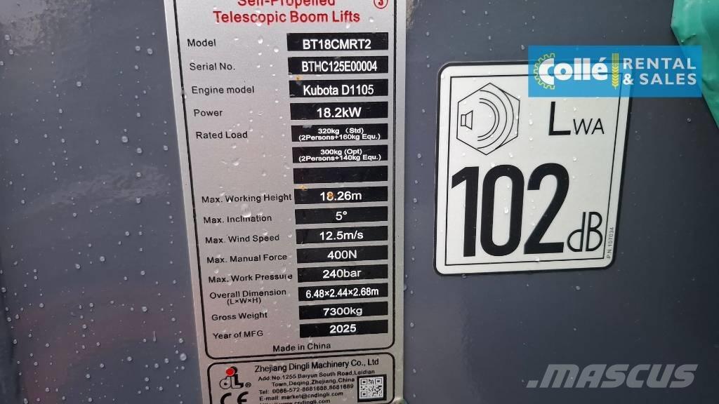 Dingli BT18CMRT2 Teleskopiskie pacēlāji