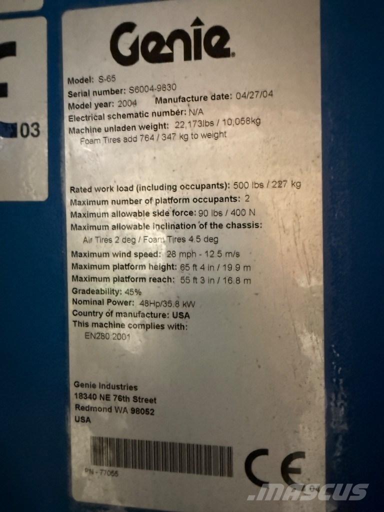 Genie S 65 Strēles pacēlāji