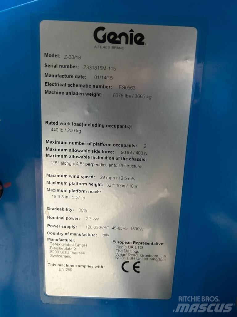 Genie Z 33/18 Strēles pacēlāji