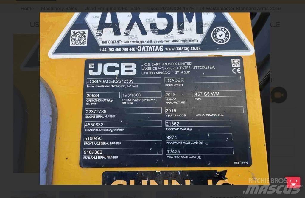 JCB 457 Iekrāvēji uz riteņiem