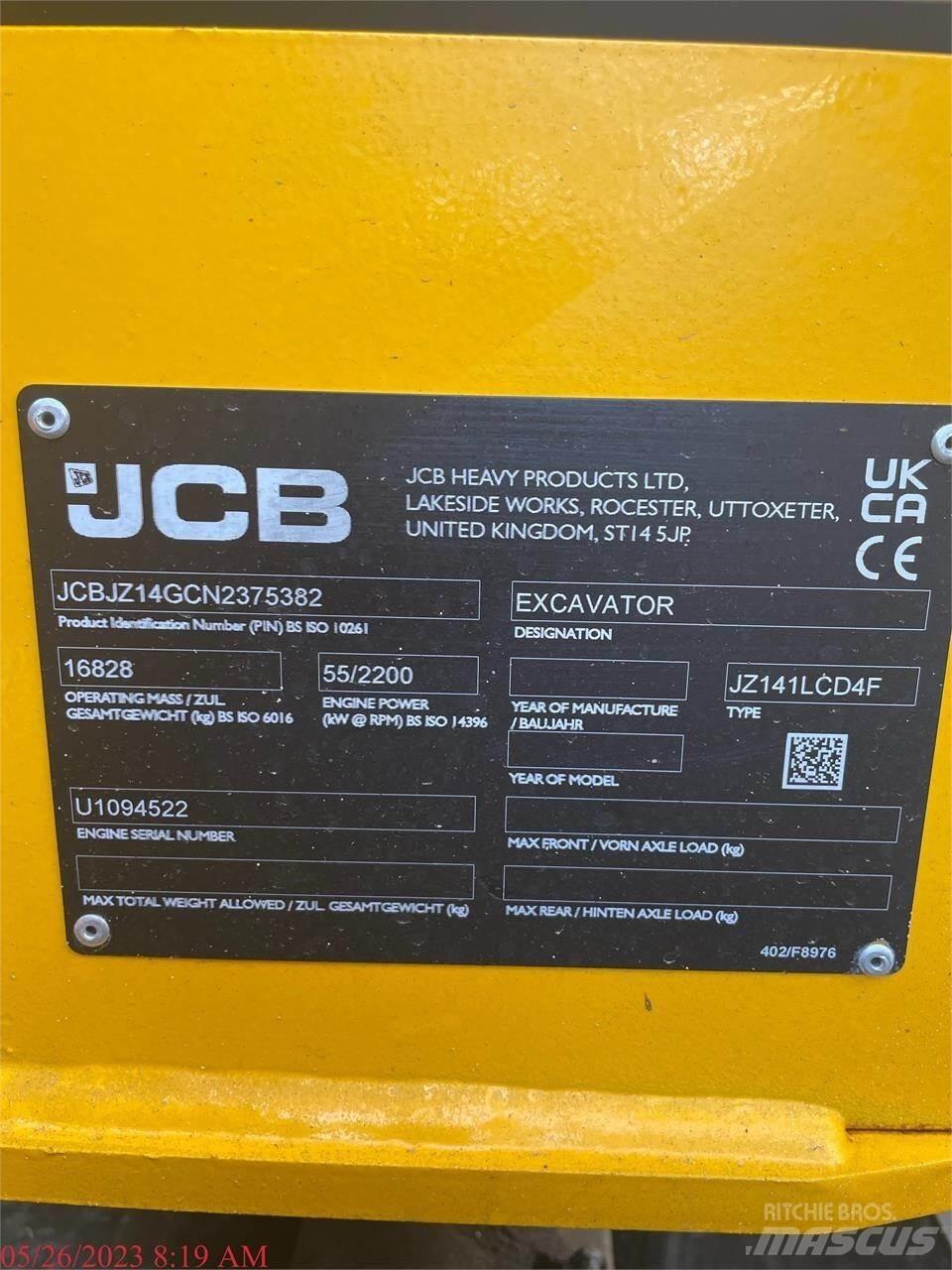 JCB JZ141 LC Kāpurķēžu ekskavatori