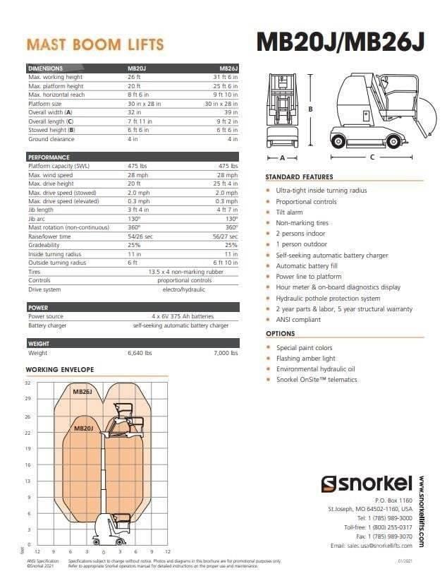 Snorkel MB26J Vertikālie pacēlāji
