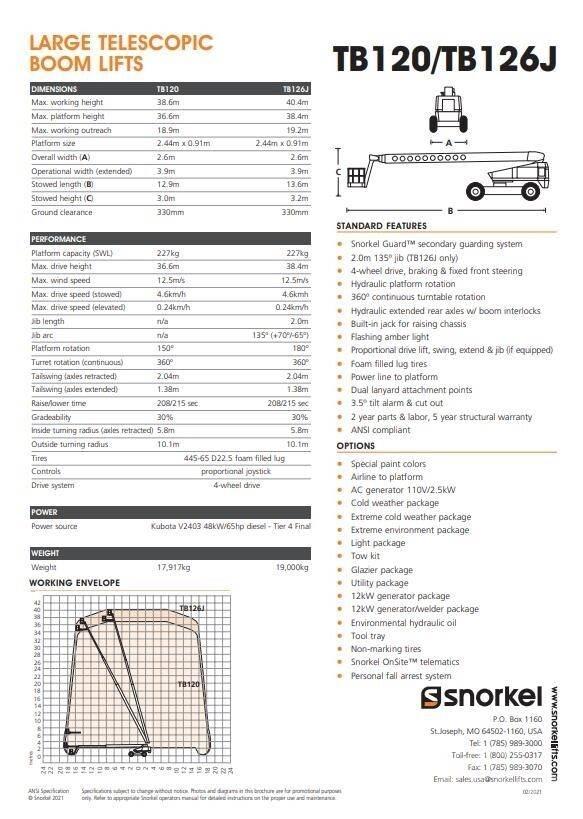 Snorkel TB120 Teleskopiskie pacēlāji