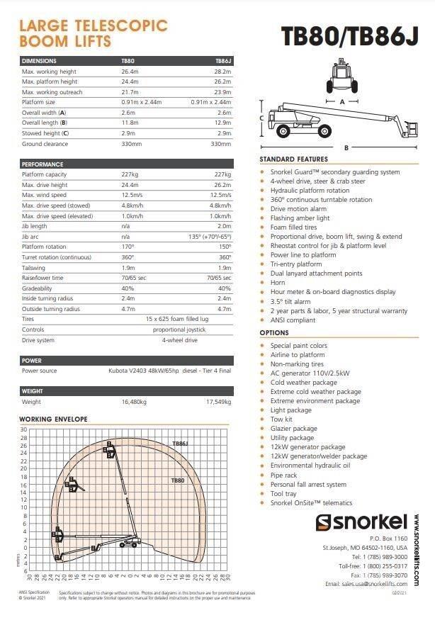 Snorkel TB80 Teleskopiskie pacēlāji