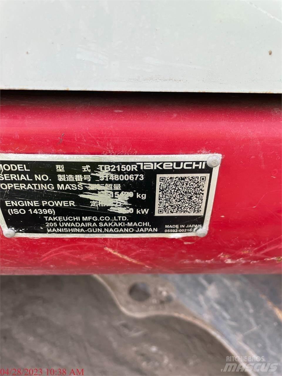 Takeuchi TB2150R Kāpurķēžu ekskavatori