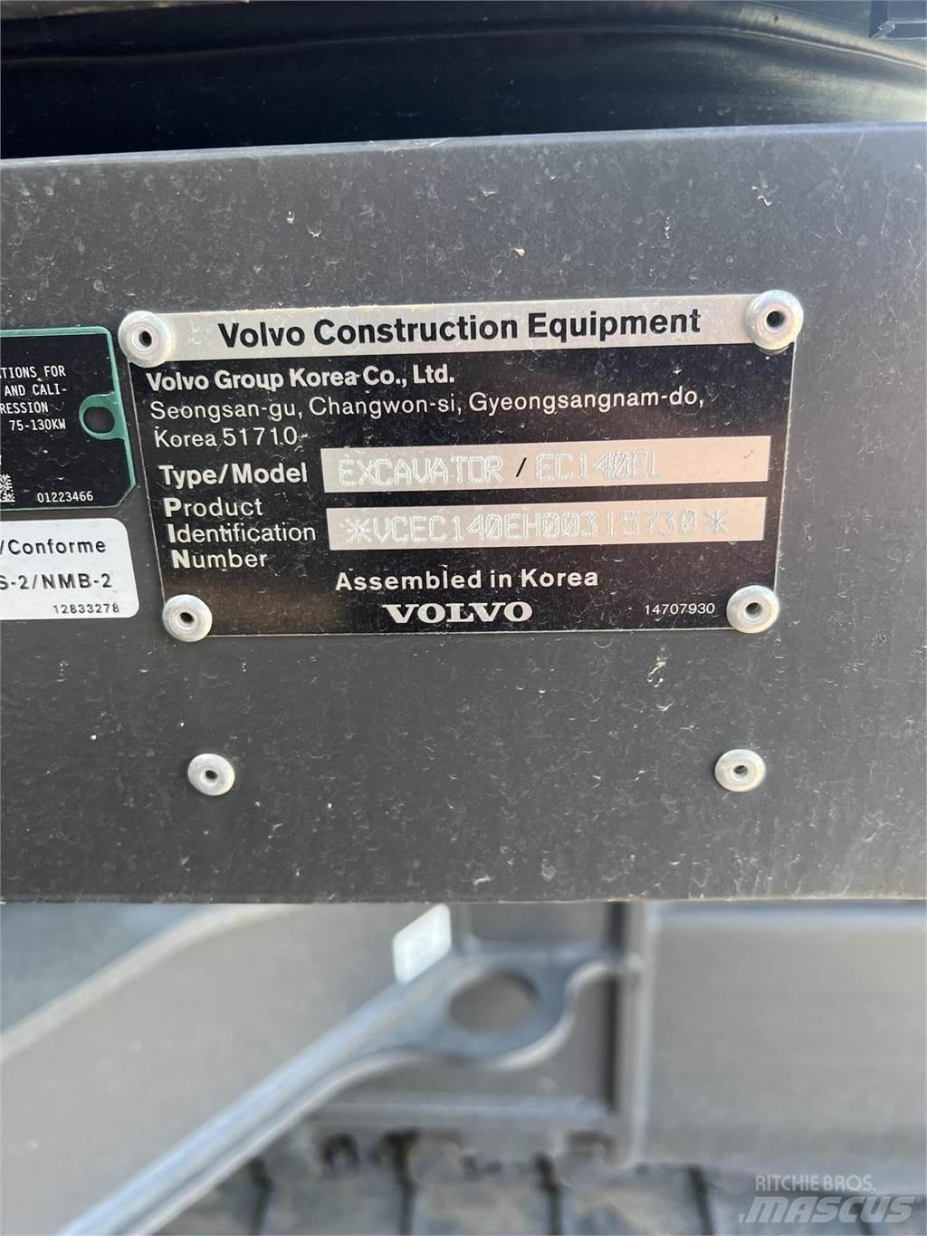 Volvo EC140EL Kāpurķēžu ekskavatori