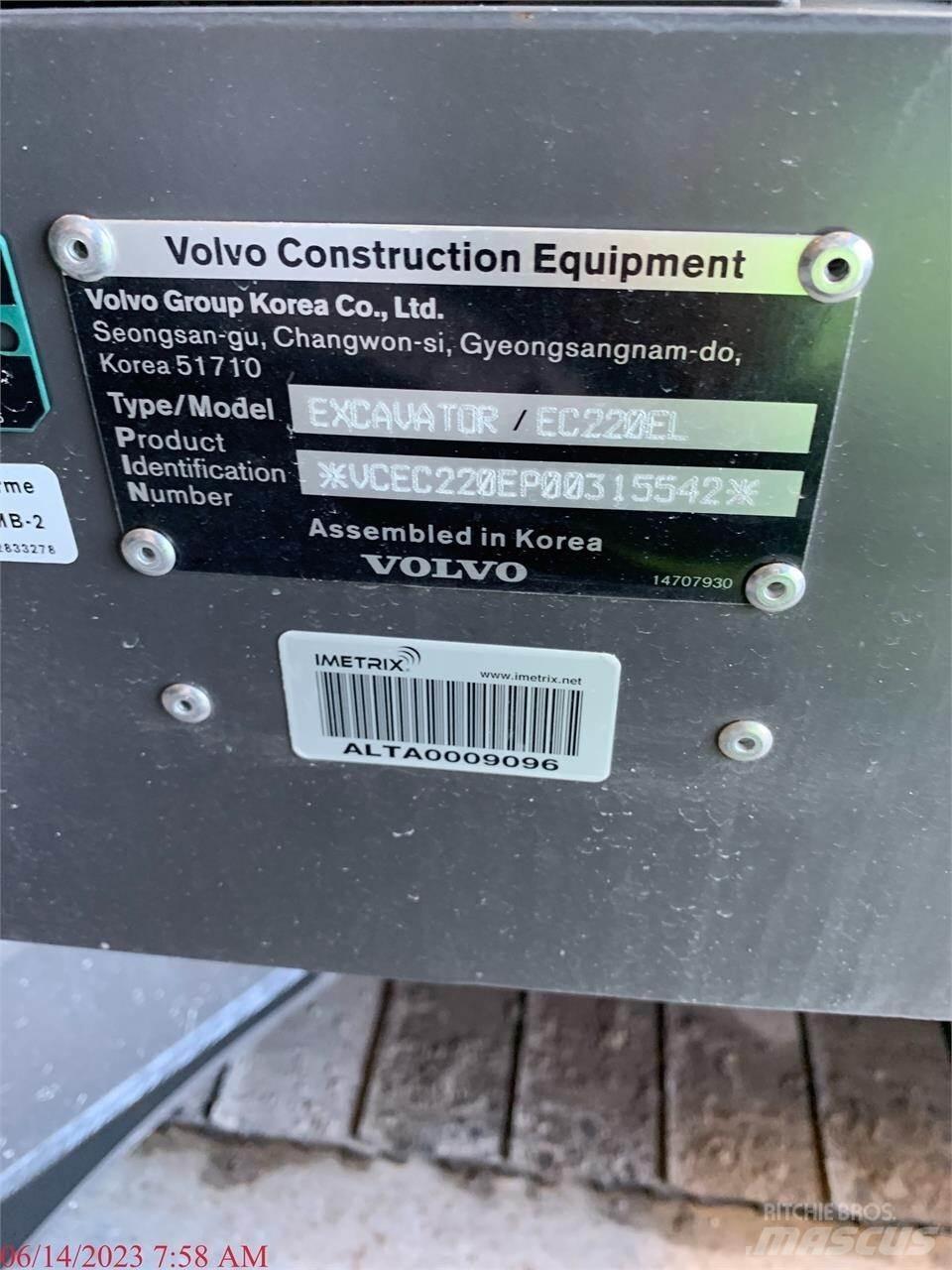 Volvo EC220EL Kāpurķēžu ekskavatori