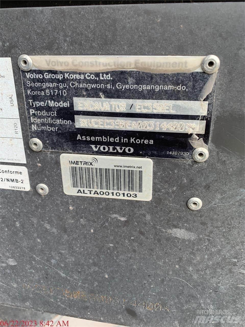 Volvo EC350EL Kāpurķēžu ekskavatori