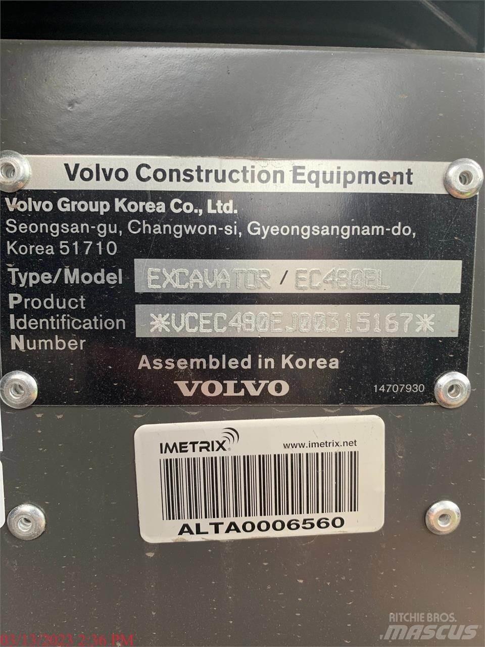 Volvo EC480EL Kāpurķēžu ekskavatori