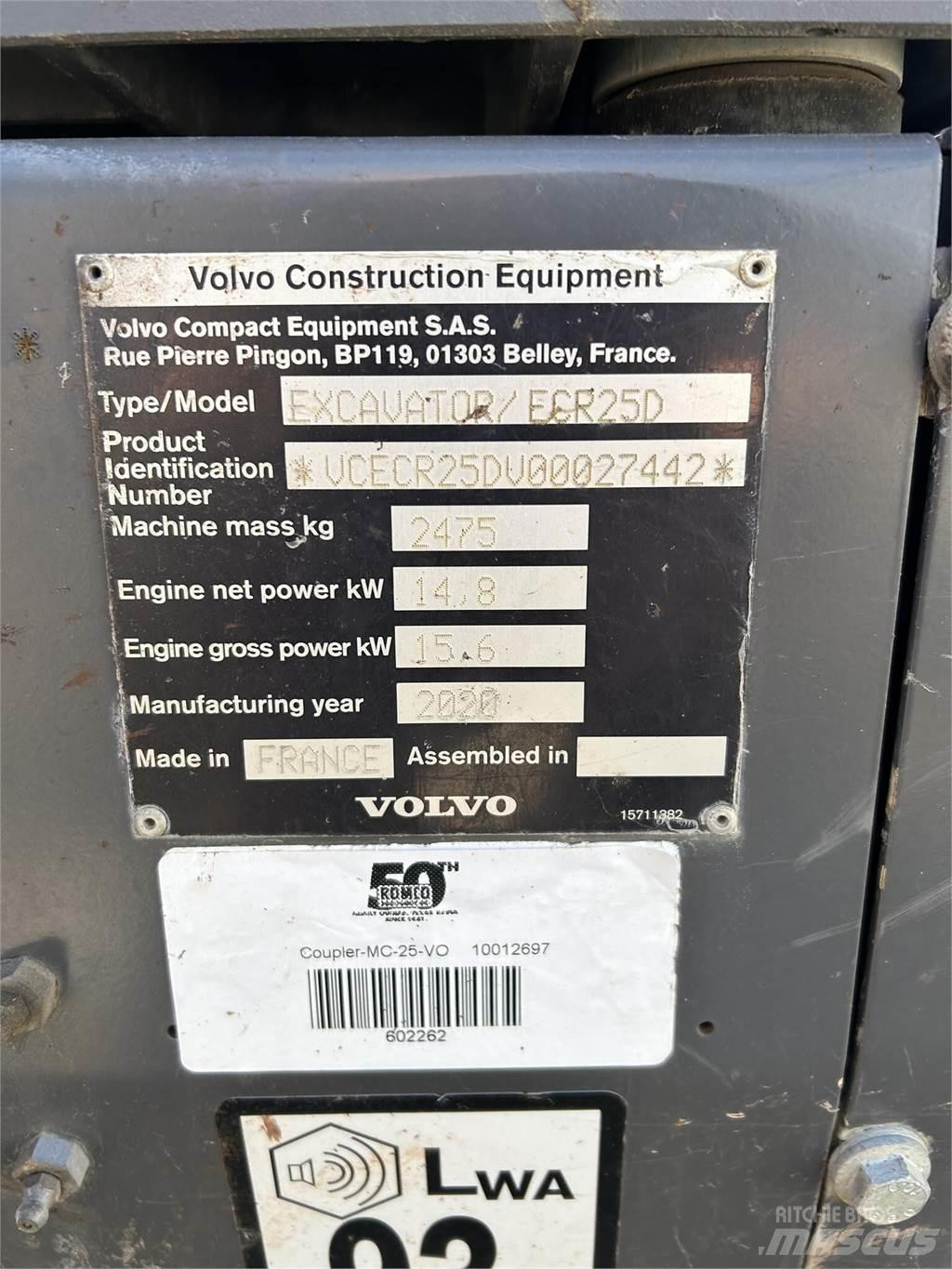Volvo ECR25D Mini ekskavatori < 7 t