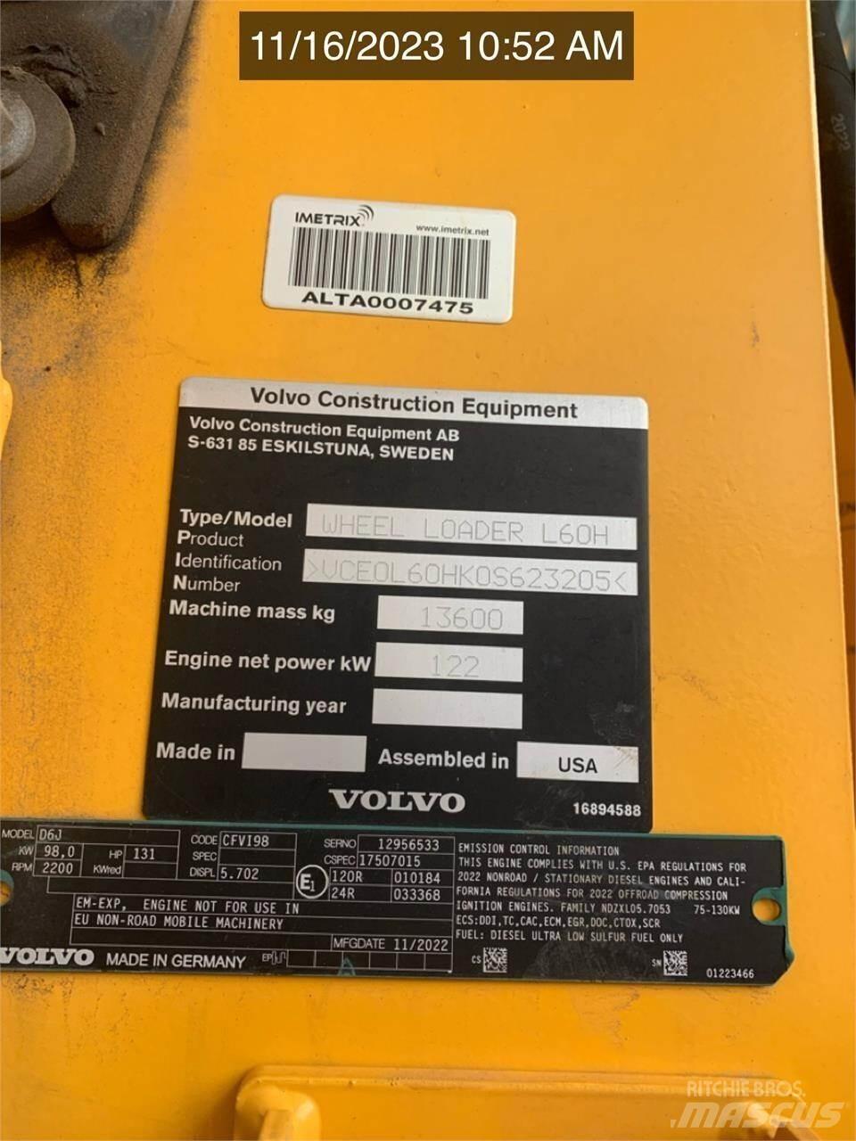 Volvo L60H Iekrāvēji uz riteņiem