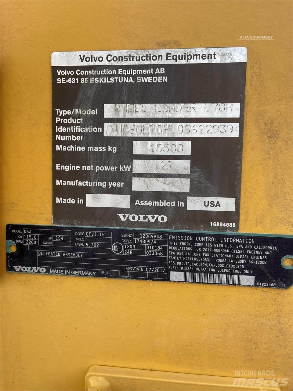 Volvo L70H Iekrāvēji uz riteņiem