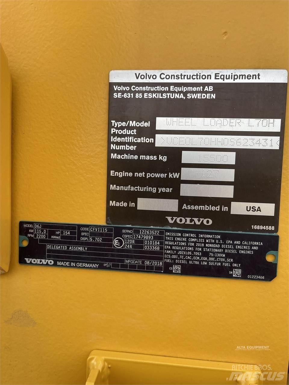 Volvo L70H Iekrāvēji uz riteņiem