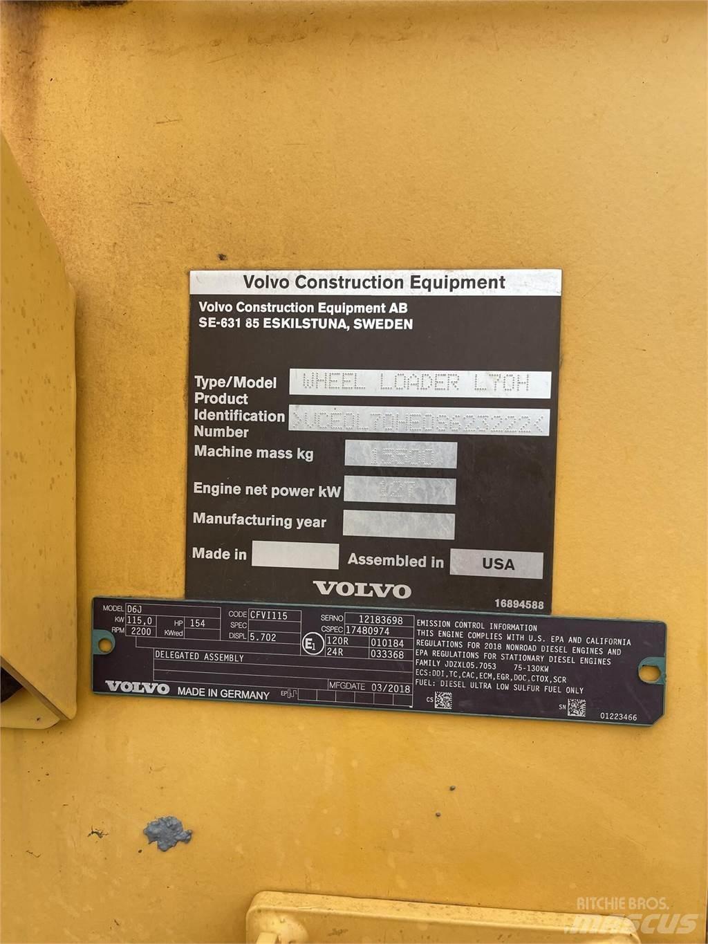 Volvo L70H Iekrāvēji uz riteņiem
