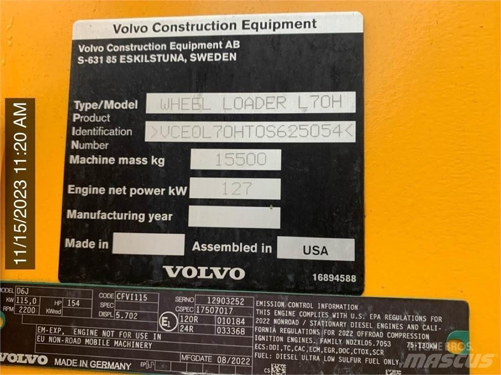 Volvo L70H Iekrāvēji uz riteņiem