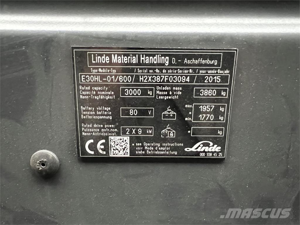 Linde E30/600HL Elektriskie iekrāvēji