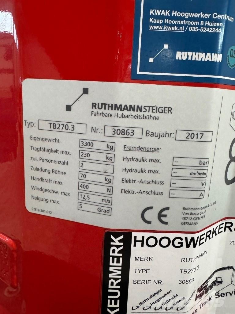 Ruthmann TB 270 Pacēlāji uz automašīnas bāzes