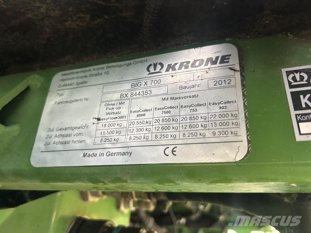Krone Big X 700 Zāles smalcinātāji