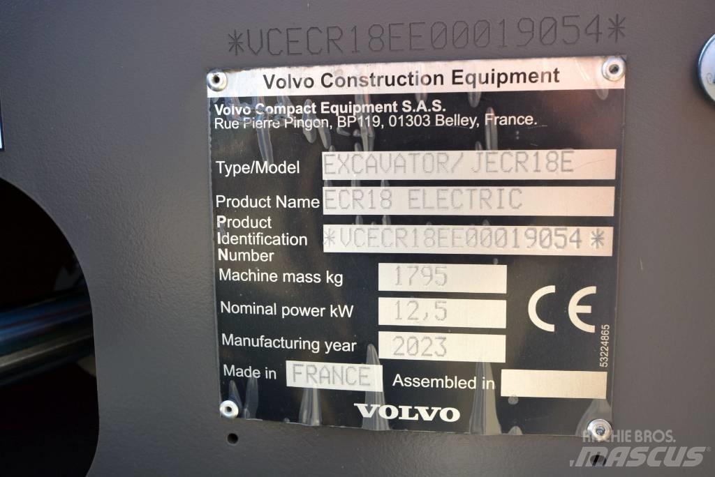 Volvo ECR18 electric Mini ekskavatori < 7 t