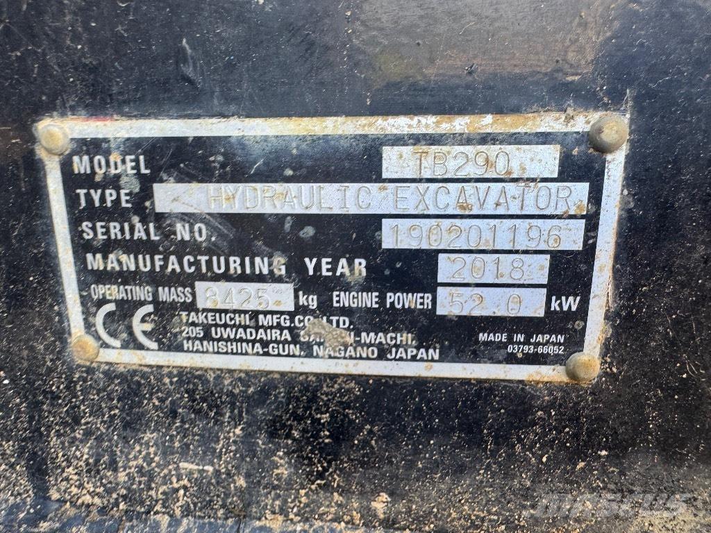 Takeuchi TB 290 Vidēja lieluma ekskavatori 7 t - 12 t