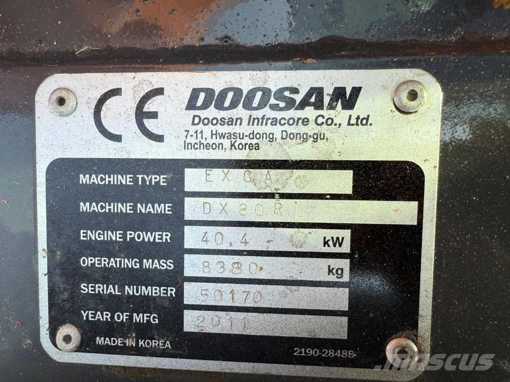 Doosan DX 80 R Vidēja lieluma ekskavatori 7 t - 12 t