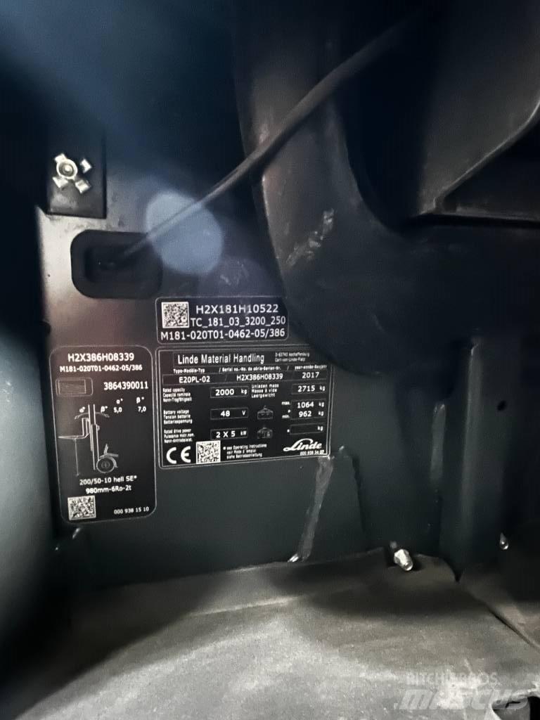 Linde E20PL/386-02 Elektriskie iekrāvēji