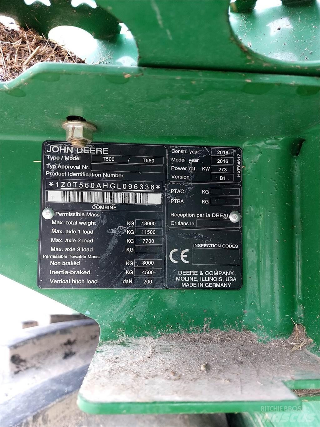John Deere T560 Ražas novākšanas kombaini