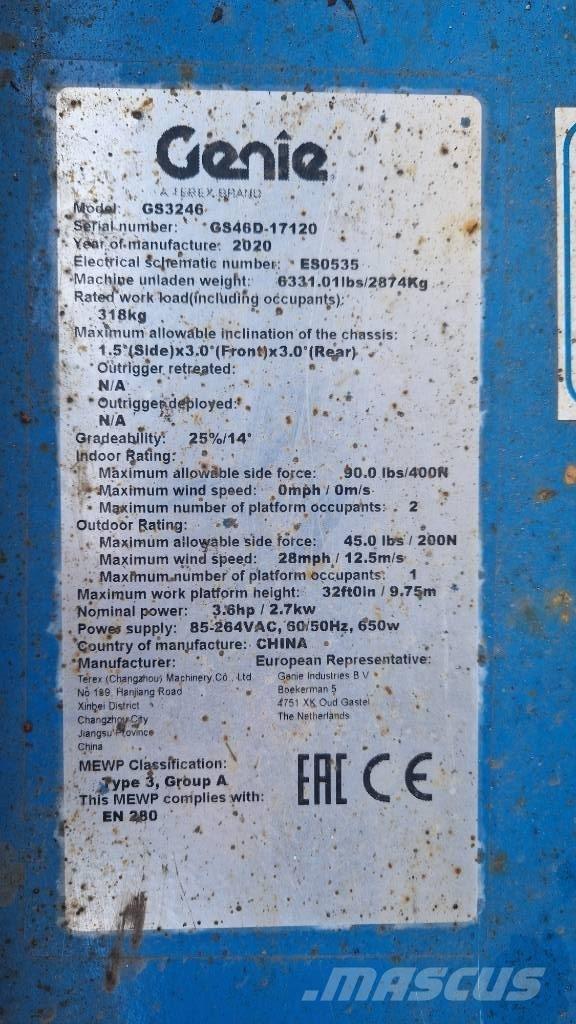 Genie GS 3246 Šķerveida pacēlāji