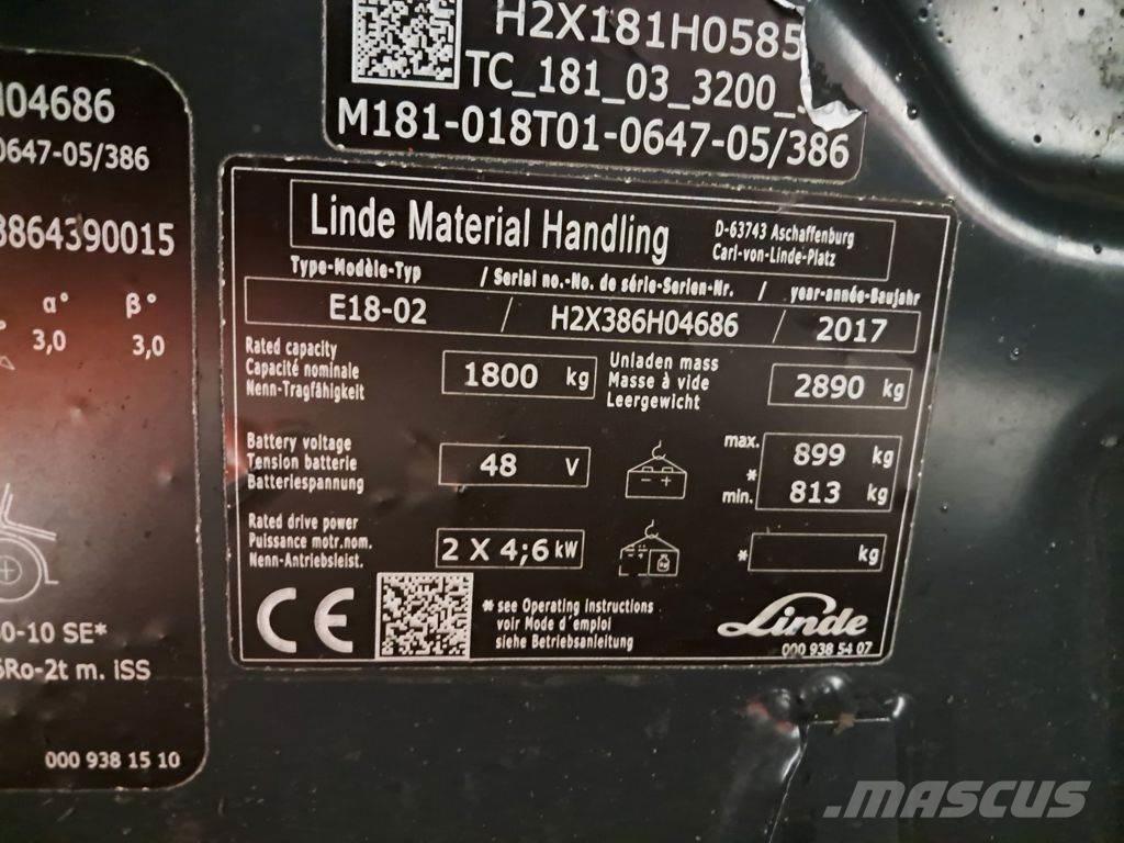 Linde E18-02 Elektriskie iekrāvēji