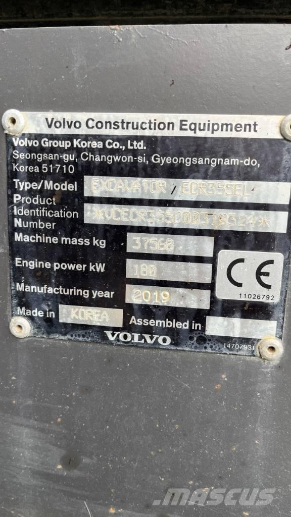 Volvo ECR355EL Kāpurķēžu ekskavatori