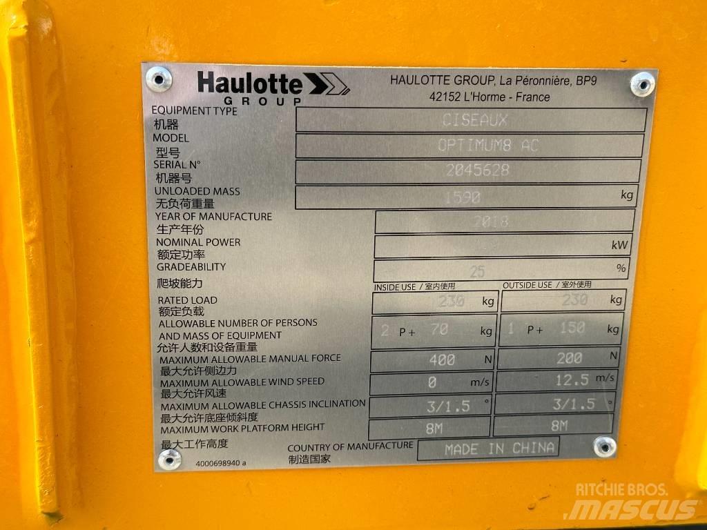 Haulotte OPTIMUM 8 Šķerveida pacēlāji