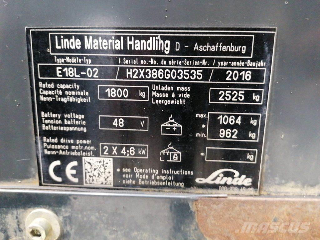 Linde E18L-02 Elektriskie iekrāvēji