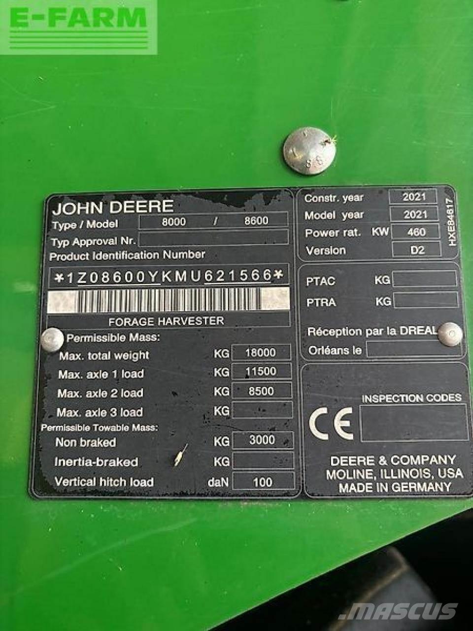 John Deere 8600 Lopbarības novācēji