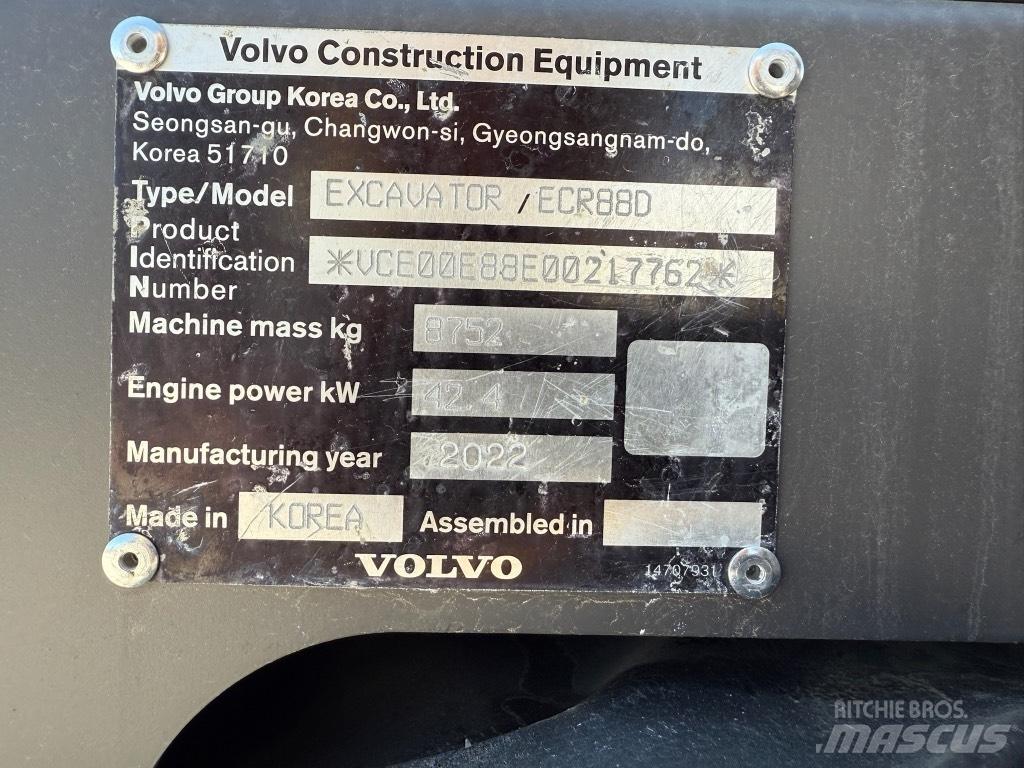 Volvo ECR88D Vidēja lieluma ekskavatori 7 t - 12 t