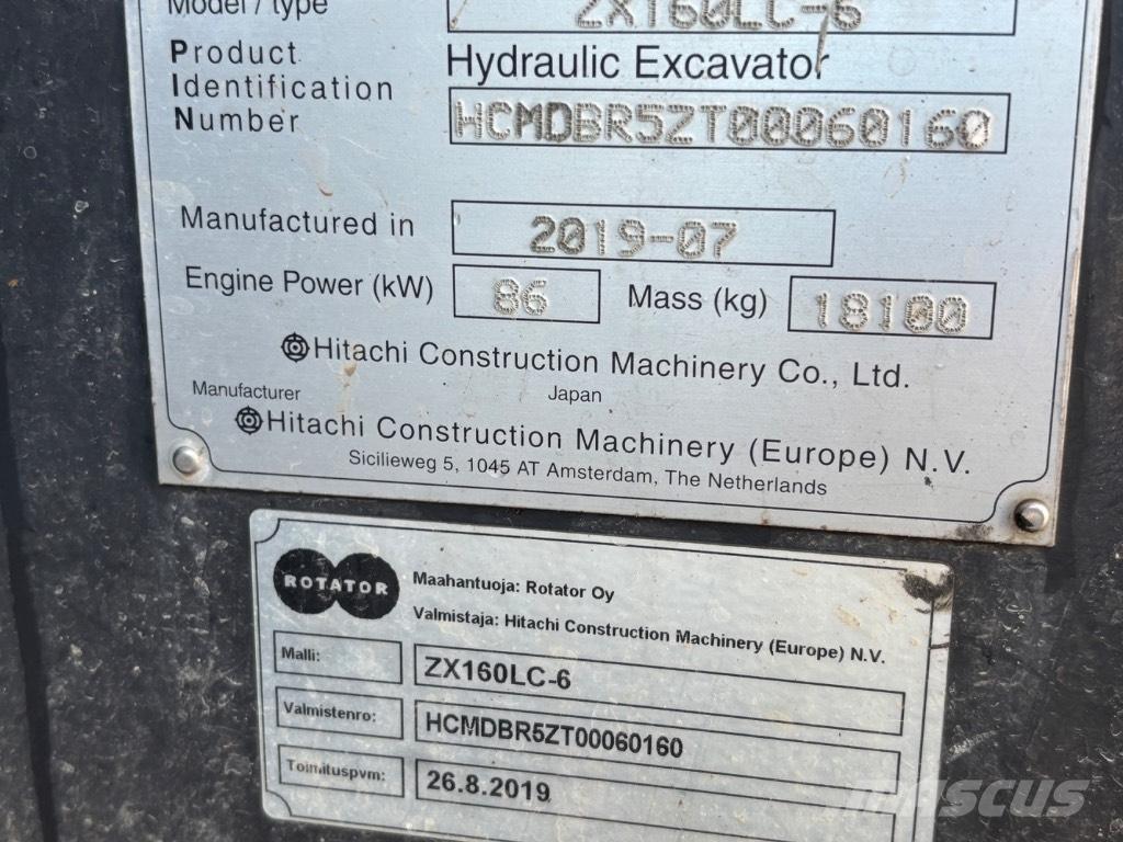 Hitachi ZX 160 LC-6 Kāpurķēžu ekskavatori