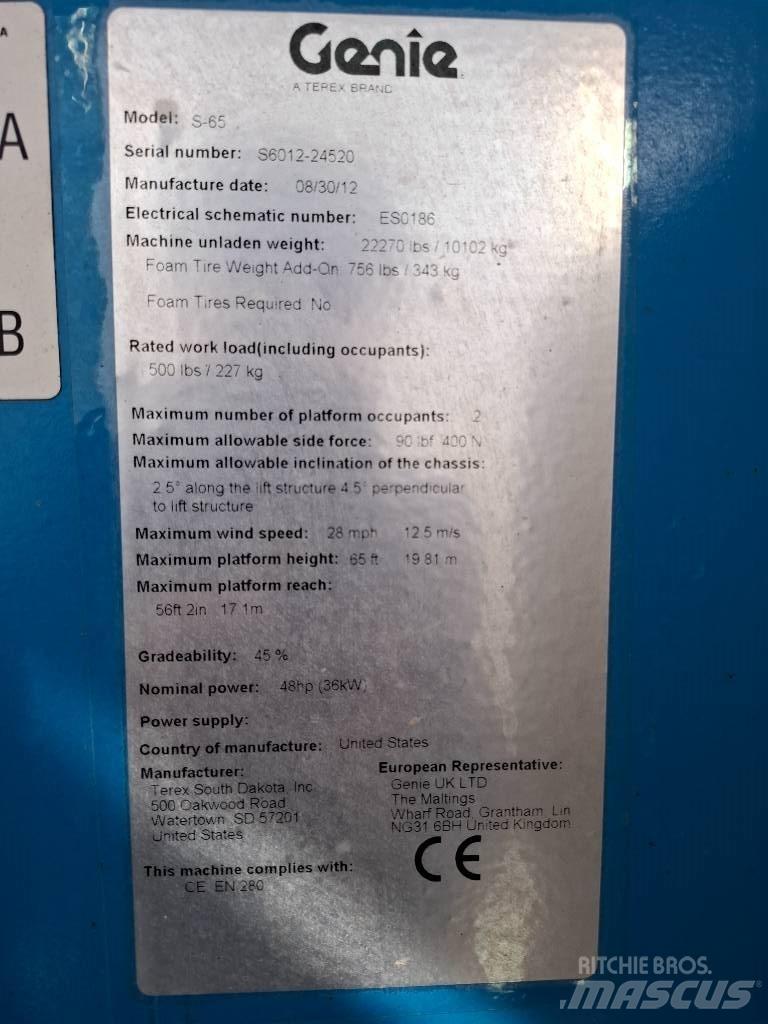 Genie S 65 Teleskopiskie pacēlāji