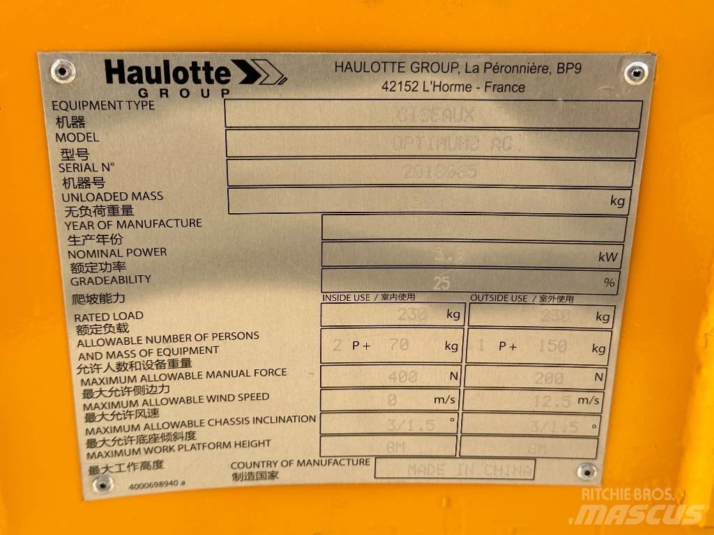 Haulotte OPTIMUM 8 Šķerveida pacēlāji