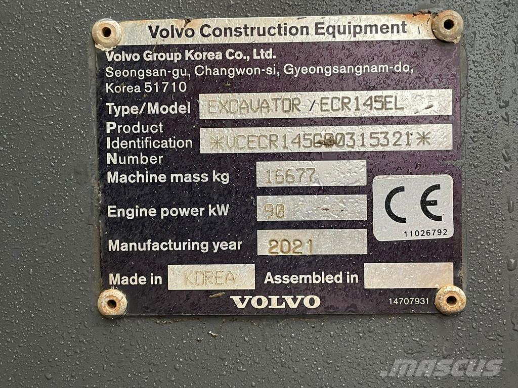 Volvo ECR145EL Kāpurķēžu ekskavatori