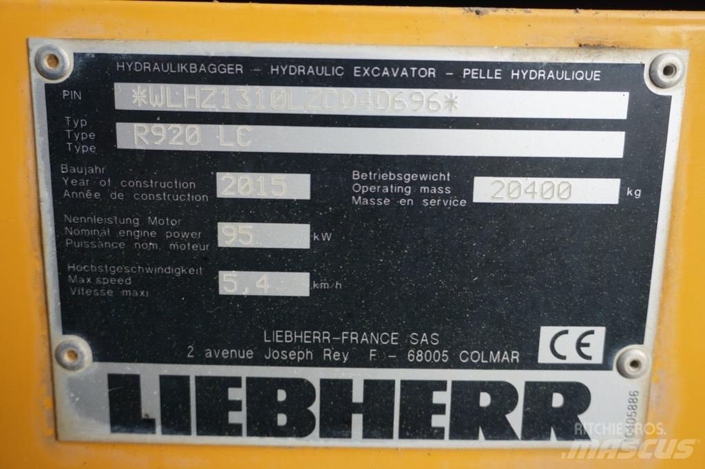 Liebherr R 920 LC Kāpurķēžu ekskavatori