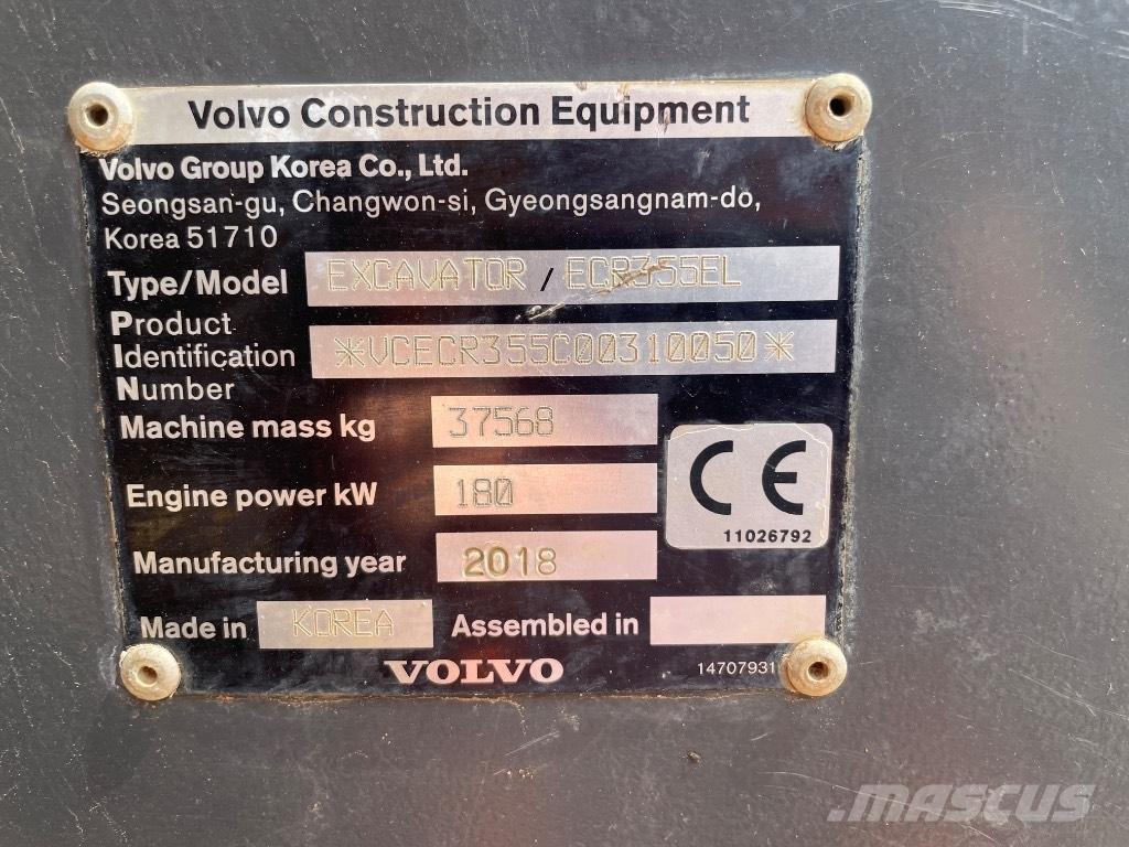 Volvo ECR 355 EL Kāpurķēžu ekskavatori