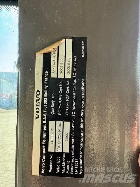 Volvo EC15 C CAB Kabīnes un interjers