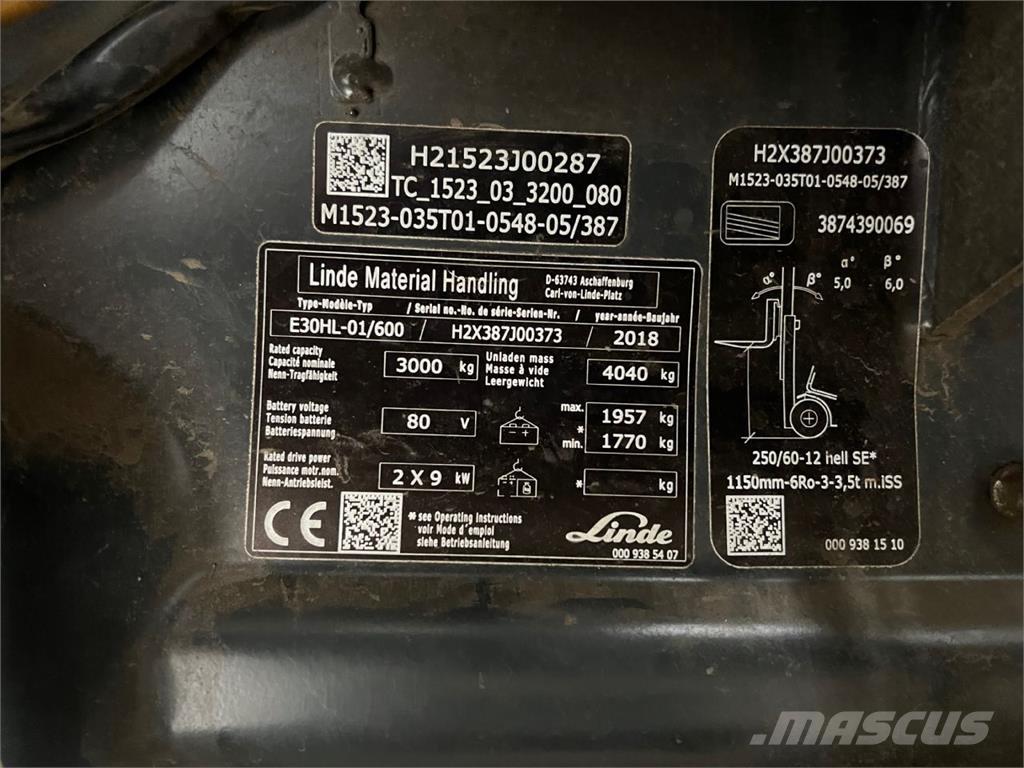 Linde E30/600HL Elektriskie iekrāvēji