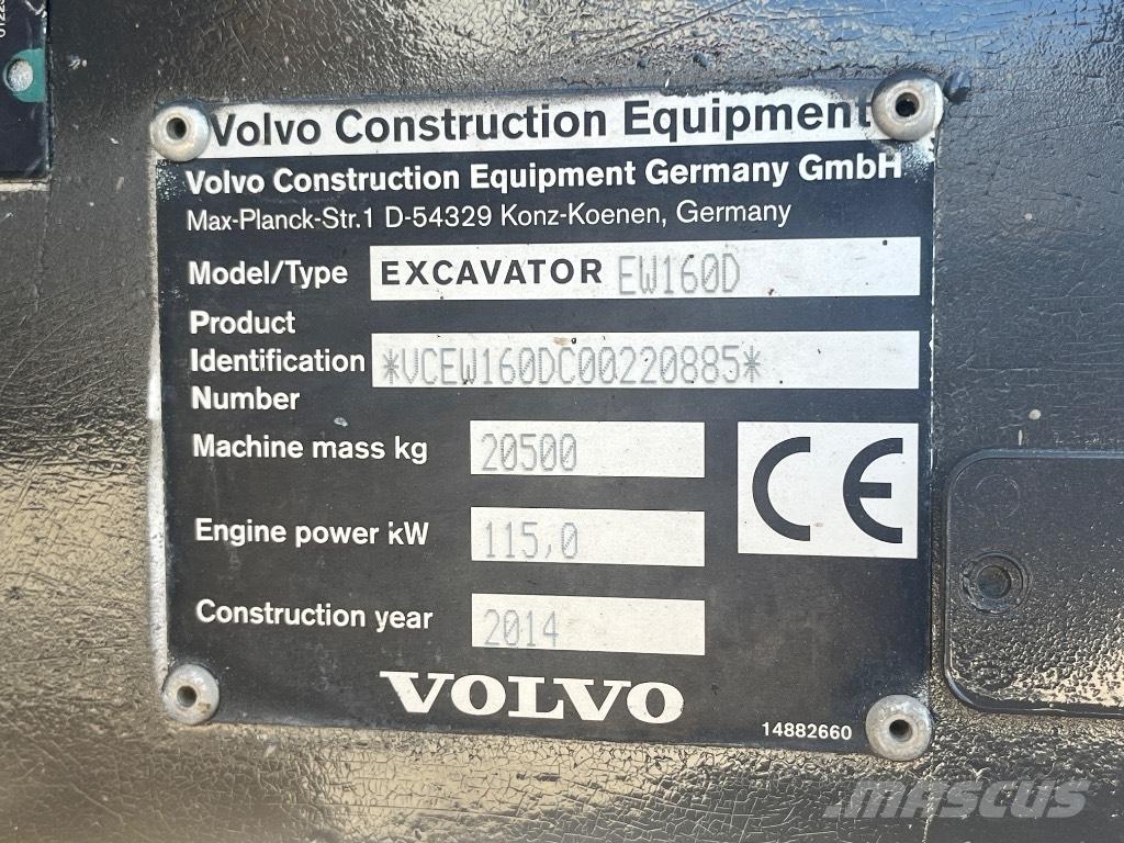 Volvo EW 160 D Ekskavatori uz riteņiem