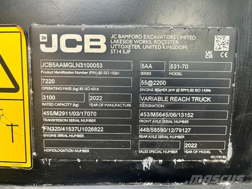 JCB 531-70 Teleskopiskie riteņu iekrāvēji