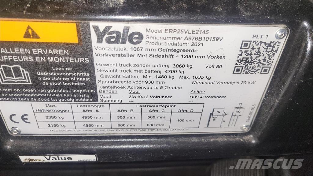 Yale ERP25VL 2021 Elektriskie iekrāvēji