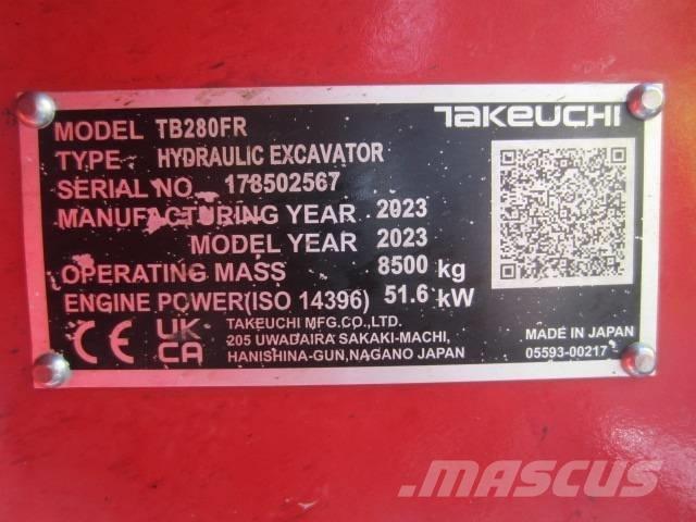 Takeuchi TB 280 FR Vidēja lieluma ekskavatori 7 t - 12 t