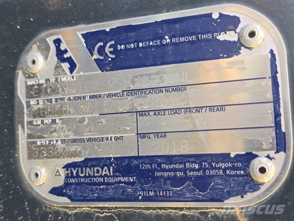 Hyundai HX 330 NL Kāpurķēžu ekskavatori