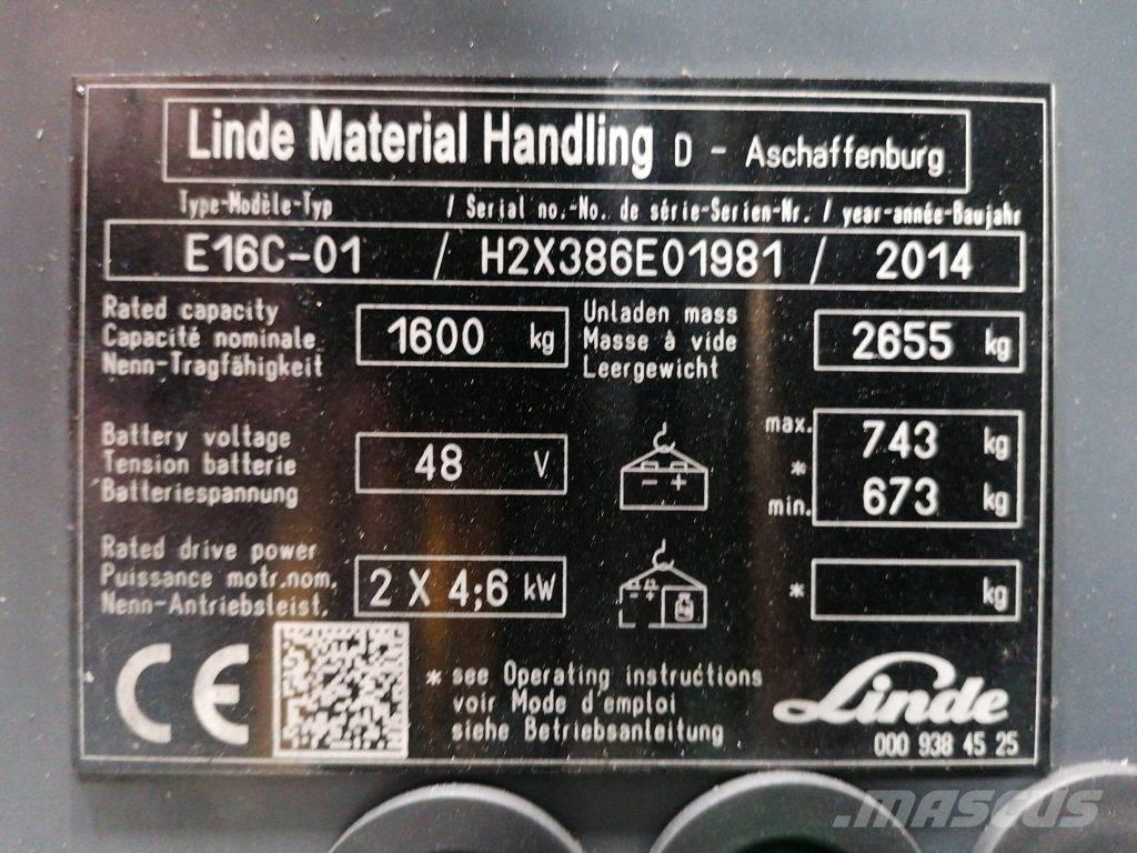 Linde E16C-01 Elektriskie iekrāvēji